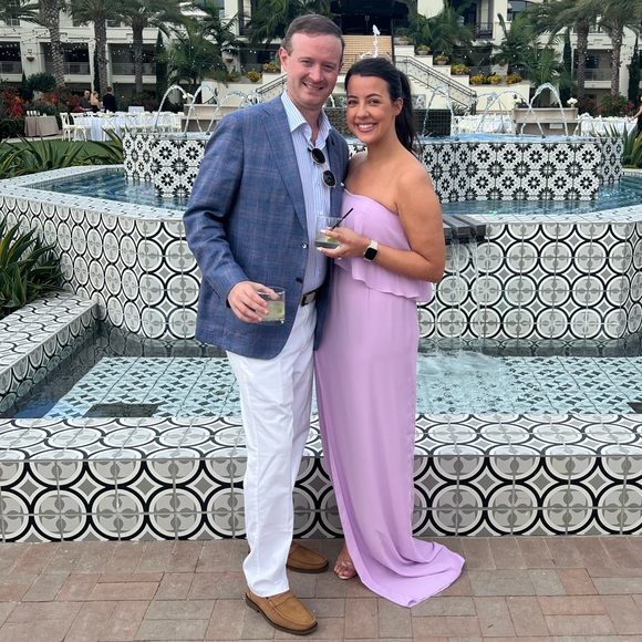 Amanda Uprichard Topanga Maxi Strapless Ruffle
Slit Dress in Lavender sz M - Picture 6 of 6